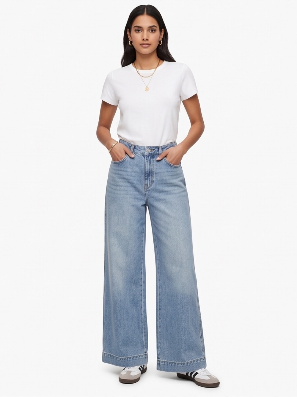 ELOI Studio Women’s High Rise Wide Leg Light Wash Jeans Denim NWT